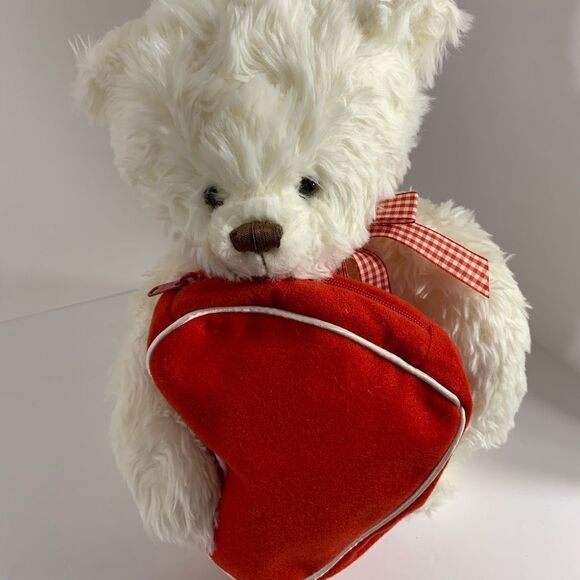 Hallmark White Bear With Red Velvet Zipper Gift Pouch Valentines Love Gift 6X 5 - Picture 2 of 16